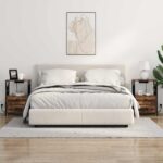 vidaXL Nočný stolík s nabíjacou stanicou so zásuvkou 2 pcs Tmavý dub – Obrázok 4