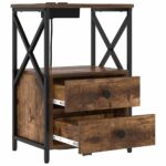 vidaXL Nočný stolík s nabíjacou stanicou so zásuvkou 2 pcs Tmavý dub – Obrázok 6