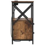 vidaXL Nočný stolík s nabíjacou stanicou so zásuvkou 2 pcs Tmavý dub – Obrázok 8