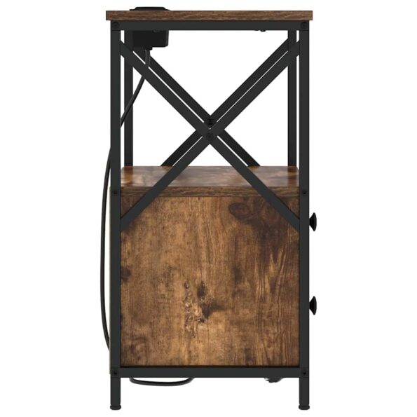 vidaXL Nočný stolík s nabíjacou stanicou so zásuvkou 2 pcs Tmavý dub – Obrázok 8