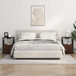 vidaXL Nočný stolík s nabíjacou stanicou Hnedý dub Kompozitné drevo – Obrázok 4