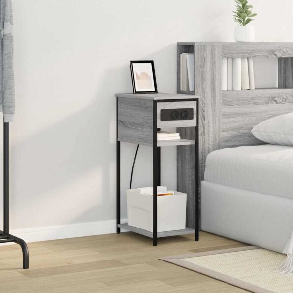 vidaXL Nočný stolík Sivý dub sonoma 28.1 x 40.9 x 75 cm – Obrázok 4