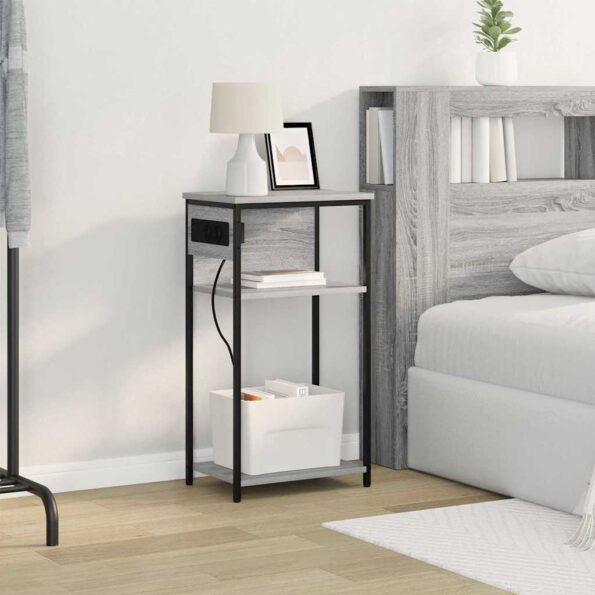 vidaXL Nočný stolík Sivý dub sonoma 28.1 x 40.9 x 75 cm – Obrázok 5