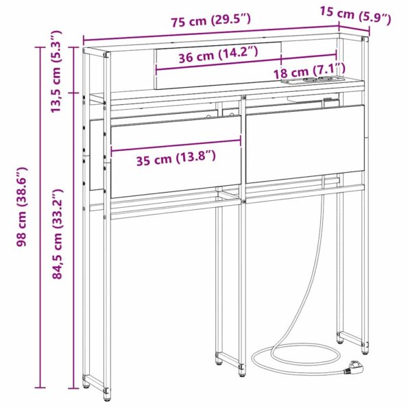 vidaXL Úložné čelo s čelnou doskou dub sonoma 75 cm Kompozitné drevo – Obrázok 11