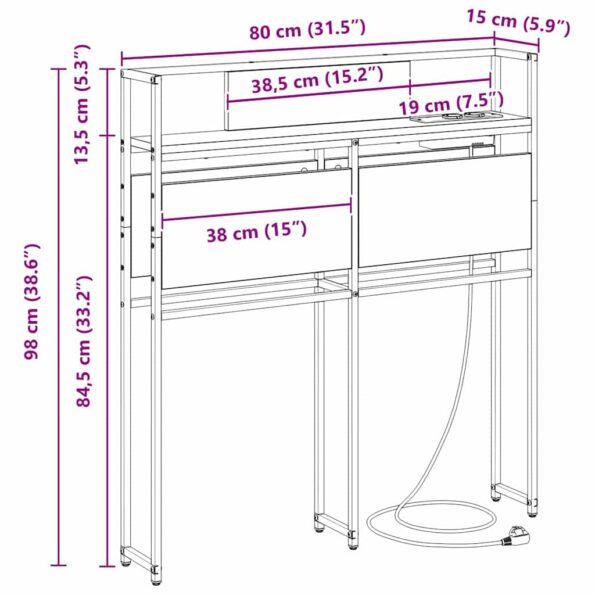 vidaXL Úložné čelo s čelnou doskou s úložiskom Čierny dub 80 cm Kompozitné drevo – Obrázok 13
