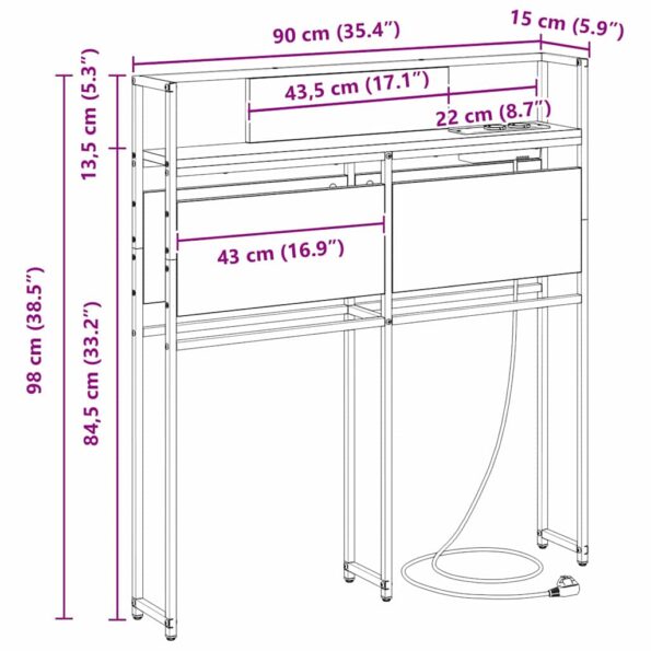 vidaXL Úložné čelo s čelnou doskou s úložiskom Tmavý dub 90 cm Kompozitné drevo – Obrázok 13