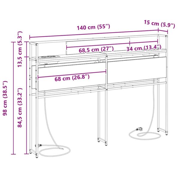 vidaXL Úložné čelo s čelnou doskou s úložiskom Čierny dub 140 cm Kompozitné drevo – Obrázok 13