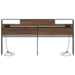 vidaXL Úložné čelo s čelnou doskou s úložiskom Hnedý dub 180 cm Kompozitné drevo – Obrázok 5