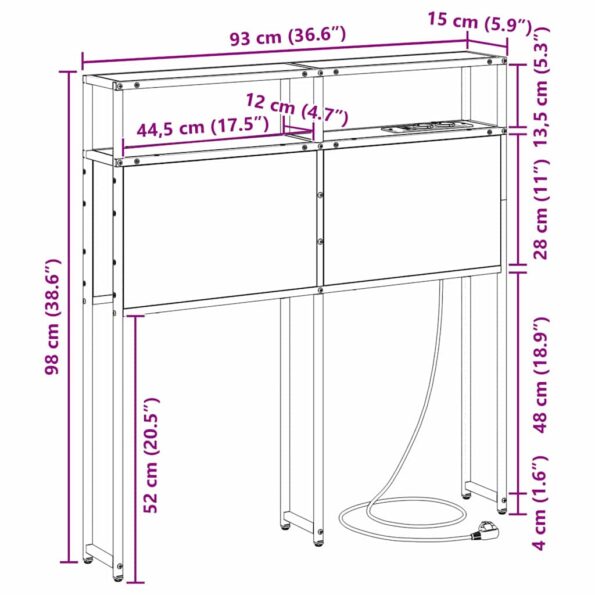 vidaXL Úložné čelo Nástenný s čelnou doskou s úložiskom Čierny dub 90 cm Kompozitné drevo – Obrázok 13