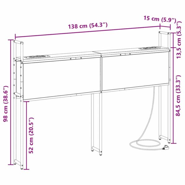 vidaXL Úložné čelo s čelnou doskou s úložiskom Hnedý dub 135 cm Kompozitné drevo – Obrázok 13
