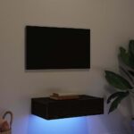 vidaXL TV skrinka s LED svetlami, čierny dub 60x35x15,5 cm