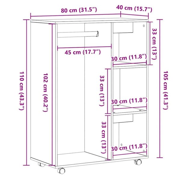 vidaXL Šatník čierny dub 80x40x110 cm, imitácia dreva – Obrázok 10