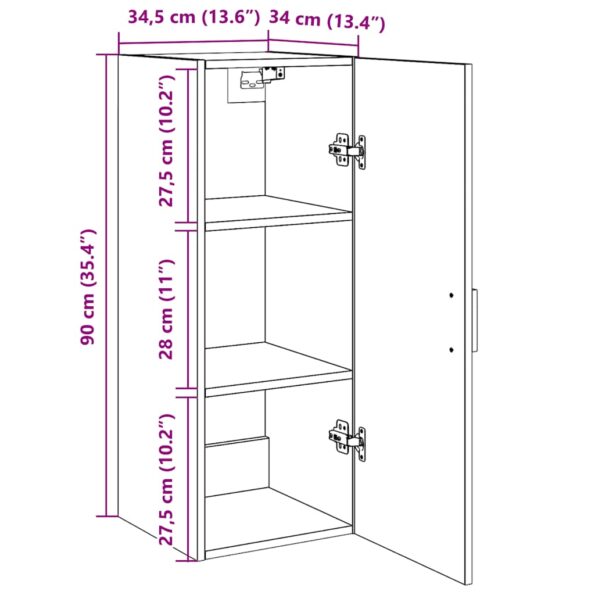 vidaXL Nástenná skrinka, čierny dub 34,5x34x90 cm, umelé drevo – Obrázok 12