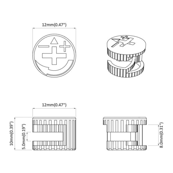 vidaXL Matice s kamlockom 12 pcs Strieborná 12 x 10 mm Oceľ – Obrázok 7