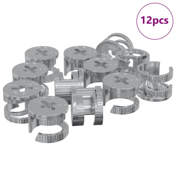 vidaXL Matice s kamlockom 12 pcs Strieborná 15 x 11,5 mm Kov – Obrázok 2
