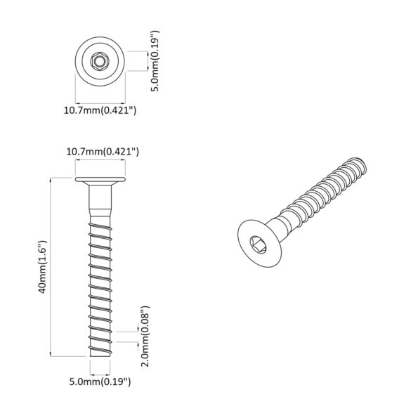 vidaXL Potvrdené skrutky 12 pcs Strieborná Ø5 x 40 mm Kov – Obrázok 6