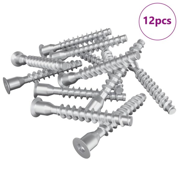 vidaXL Potvrdené skrutky 12 pcs Strieborná Ø7 x 50 mm Kov – Obrázok 2