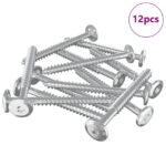 vidaXL Drevo skrutky 12 pcs Strieborná M6 x 70 mm Oceľ – Obrázok 2