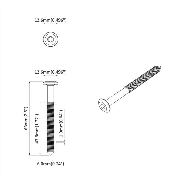 vidaXL Skrutka 12 pcs Strieborná M6 x 60 mm Oceľ – Obrázok 6