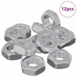vidaXL Hex matica 12 pcs Strieborná m8 Kov – Obrázok 2
