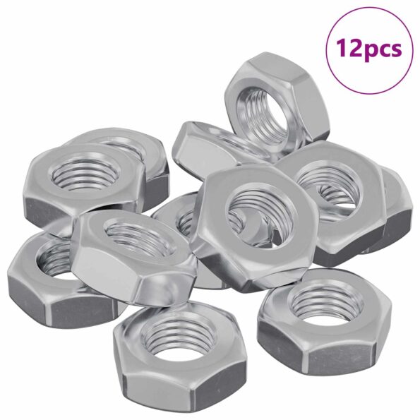 vidaXL Hex matica 12 pcs Strieborná m8 Kov – Obrázok 2
