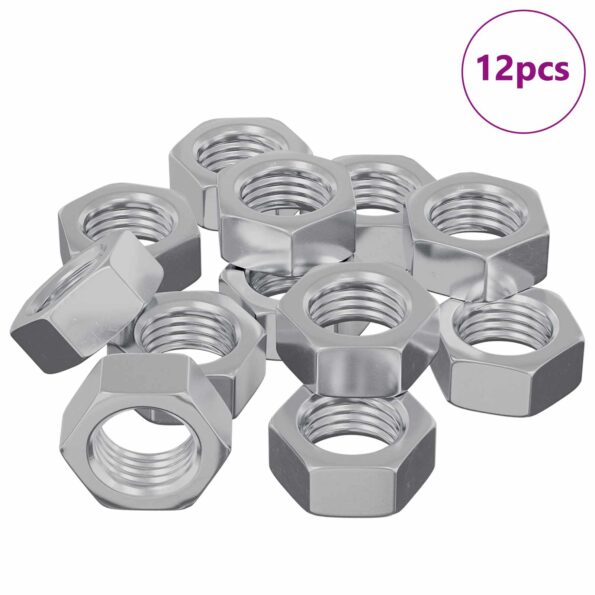 vidaXL Hex matica 12 pcs Strieborná M6 Kov – Obrázok 2