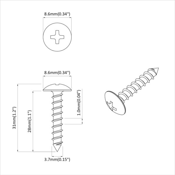 vidaXL Závitový klinc 2 pcs Čierna M4 x 28 mm Oceľ – Obrázok 6