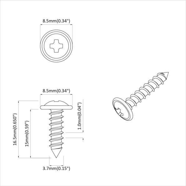 vidaXL Skrutka 2 pcs Strieborná M4 x 16 mm Oceľ – Obrázok 6