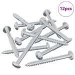 vidaXL Drevená skrutka 12 pcs Strieborná 9,8 x 53 mm Oceľ – Obrázok 2