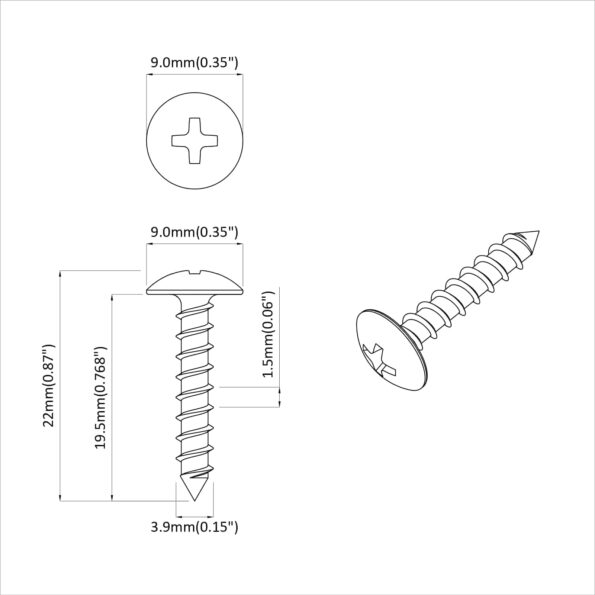 vidaXL Drevo skrutky 2 pcs Strieborná M4 x 20 mm Oceľ – Obrázok 6