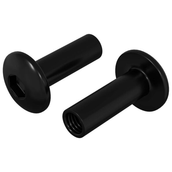 vidaXL Rukávové matice 2 pcs Čierny M4 x 14,5 mm Kov – Obrázok 2