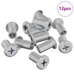 vidaXL Zámková matica 12 pcs Strieborná M6 x 15 mm Oceľ – Obrázok 2