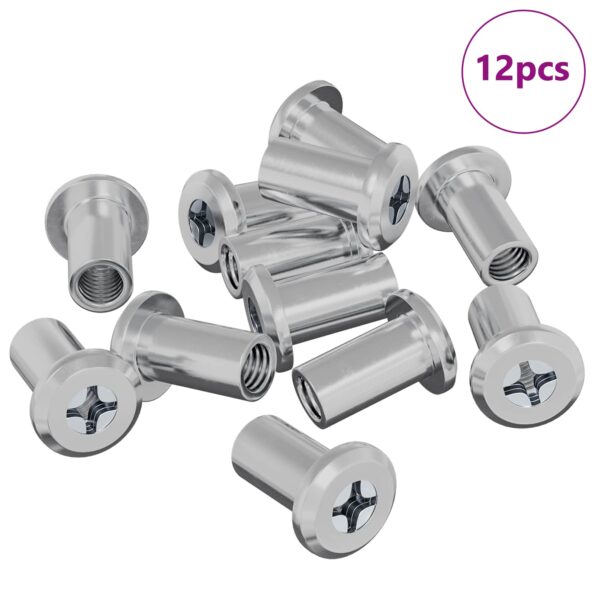 vidaXL Zámková matica 12 pcs Strieborná M6 x 15 mm Oceľ – Obrázok 2