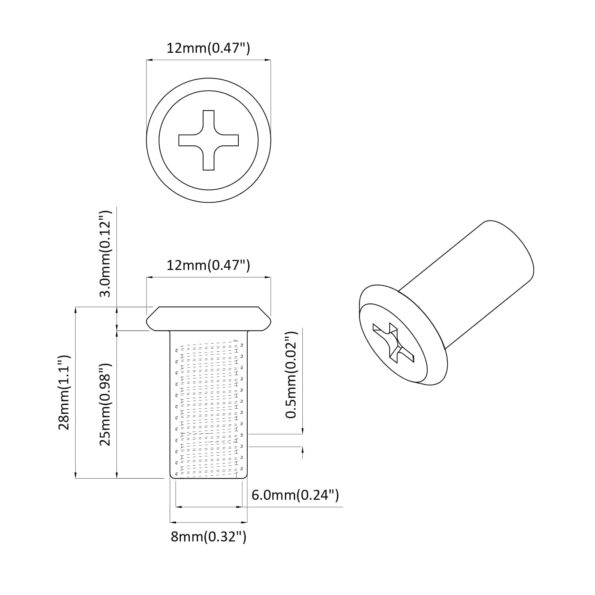 vidaXL Zámková matica 2 pcs Strieborná M6 x 25 mm Oceľ – Obrázok 6
