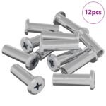 vidaXL Zámková matica 12 pcs Strieborná M6 x 25 mm Oceľ – Obrázok 2