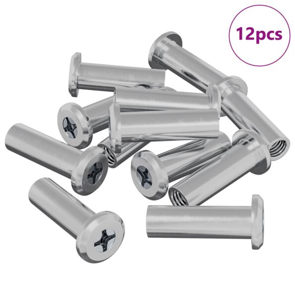 vidaXL Zámková matica 12 pcs Strieborná M6 x 25 mm Oceľ – Obrázok 2