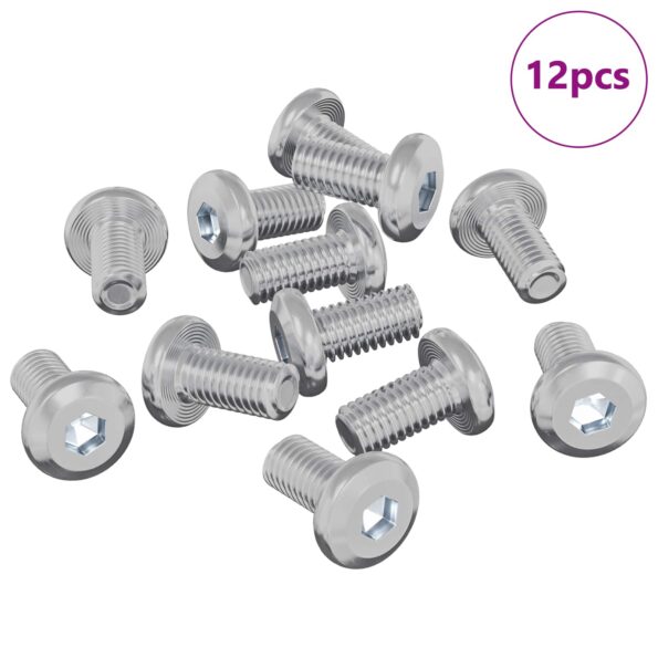 vidaXL Zámková skrutka Jednofarebný 12 pcs Strieborná M6 x 12 mm Oceľ – Obrázok 2