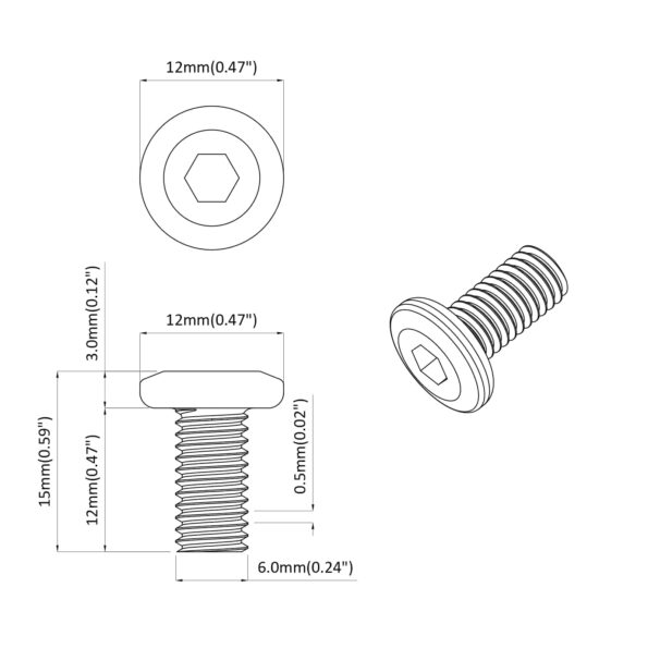 vidaXL Zámková skrutka Jednofarebný 12 pcs Strieborná M6 x 12 mm Oceľ – Obrázok 6