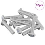 vidaXL Skrutka s hlavou a zámkom 12 pcs Strieborná M6 x 35 mm Oceľ – Obrázok 2