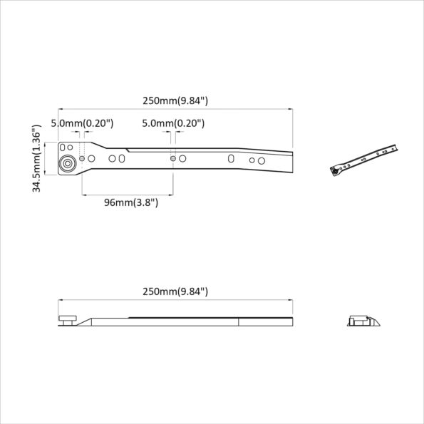vidaXL Posuv zásuvky 2 pcs Biela 250 mm Oceľ – Obrázok 8