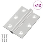 vidaXL Pánt 12 pcs Strieborná 50 x 38 x 1,3 mm Oceľ – Obrázok 2