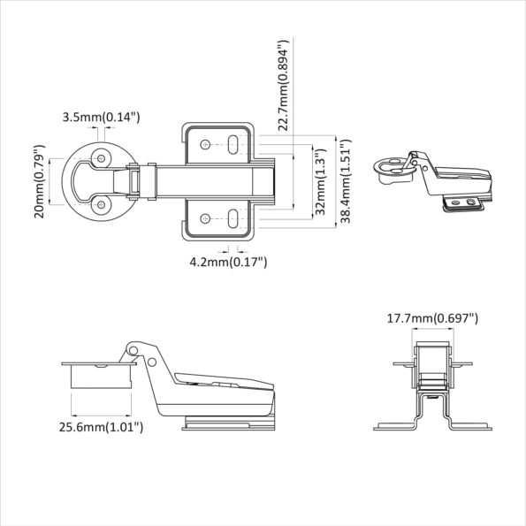 vidaXL Pánt 2 pcs Strieborná 35 mm Železo – Obrázok 9