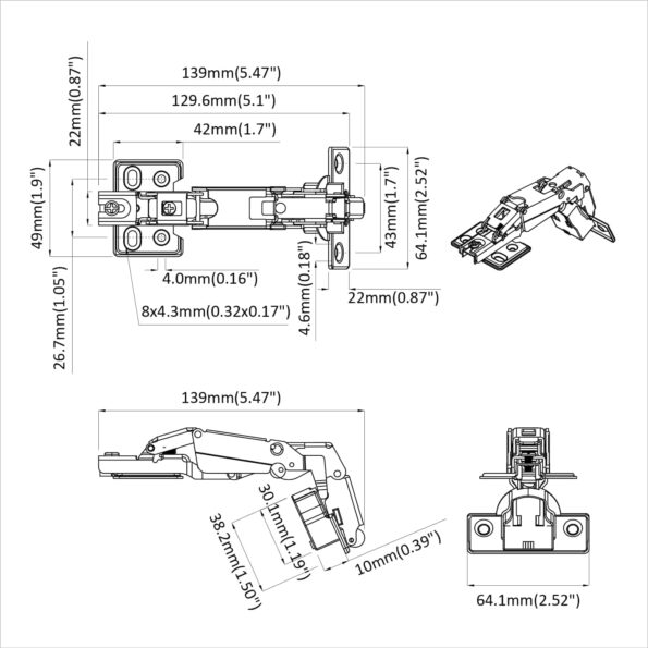 vidaXL Pánt 126 pcs Niklová 139 x 64,1 x 10 mm Železo – Obrázok 9