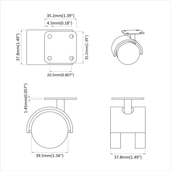 vidaXL Otočné koliesko 12 pcs Čierna 39,5 x 39,5 x 37,8 mm Železo a PP – Obrázok 10