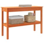 vidaXL Konzolový stôl Vosková hnedá 110 x 40 x 75 cm Masívna borovica – Obrázok 3