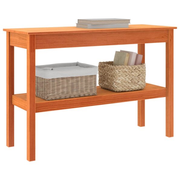 vidaXL Konzolový stôl Vosková hnedá 110 x 40 x 75 cm Masívna borovica – Obrázok 3