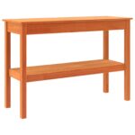 vidaXL Konzolový stôl Vosková hnedá 110 x 40 x 75 cm Masívna borovica – Obrázok 7
