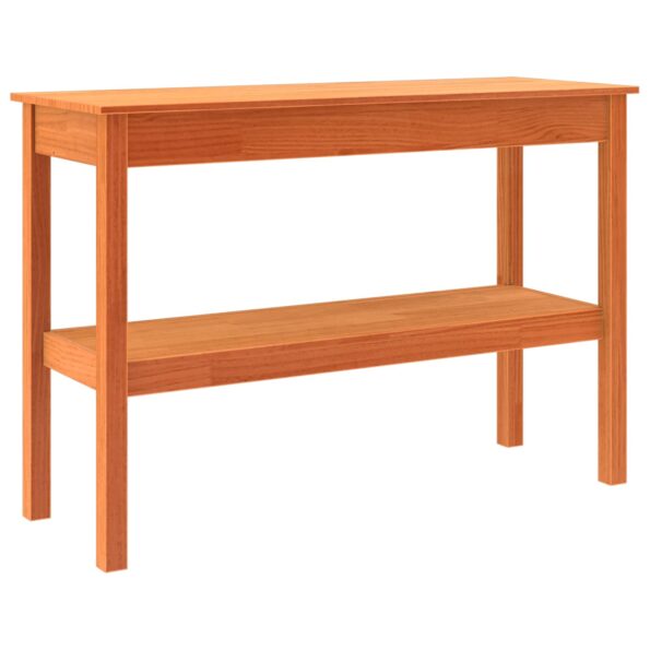vidaXL Konzolový stôl Vosková hnedá 110 x 40 x 75 cm Masívna borovica – Obrázok 7