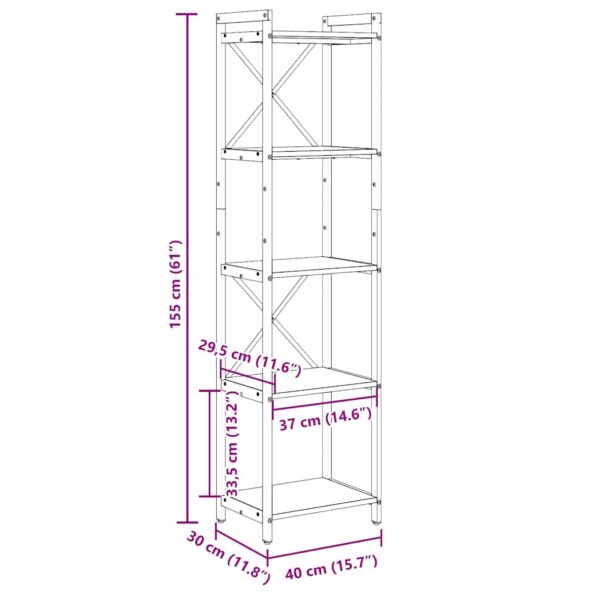 vidaXL Knižnica Čierny dub 40 x 30 x 153 cm Kompozitné drevo – Obrázok 11