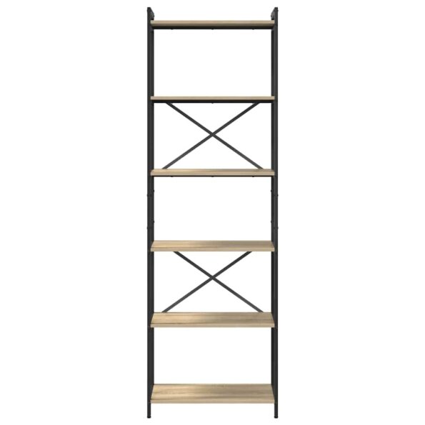 vidaXL Knižnica dub sonoma 60 x 30 x 188 cm MDF a oceľ – Obrázok 5